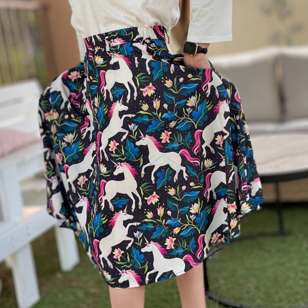 Brand New LA SOUL Beautiful A Line, Circle Midi Flowy UNICORN Skirt